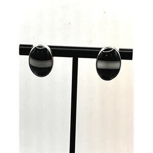 Navajo Signed 925 Sterling Silver Onyx Mother of Pearl Earrings